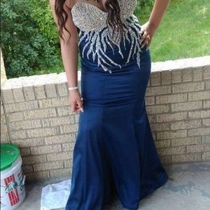Strapless Mermaid prom dress with rhinestones